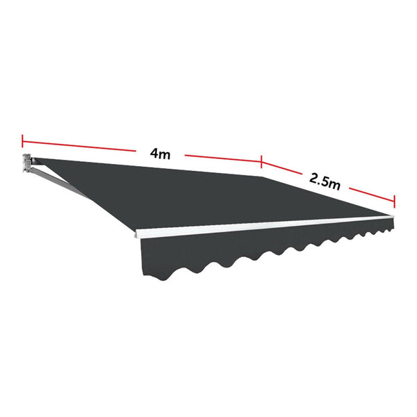 Motorised Outdoor Folding Arm Awning Retractable Sunshade Canopy Grey 4.0M X 2.5M Awning & Canopy Parts