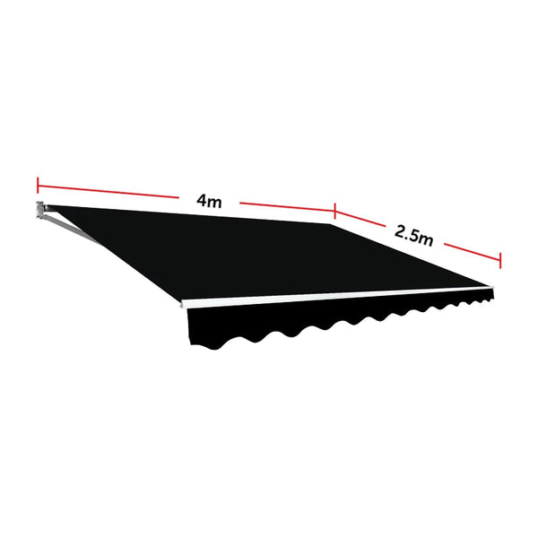 Motorised Outdoor Folding Arm Awning Retractable Sunshade Canopy Black 4.0M X 2.5M Awning & Canopy Parts