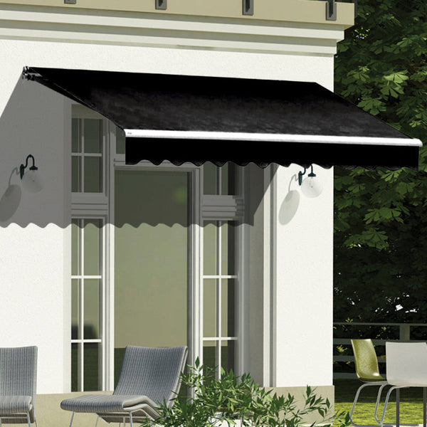 Motorised Outdoor Folding Arm Awning Retractable Sunshade Canopy Black 4.0M X 2.5M Awning & Canopy Parts