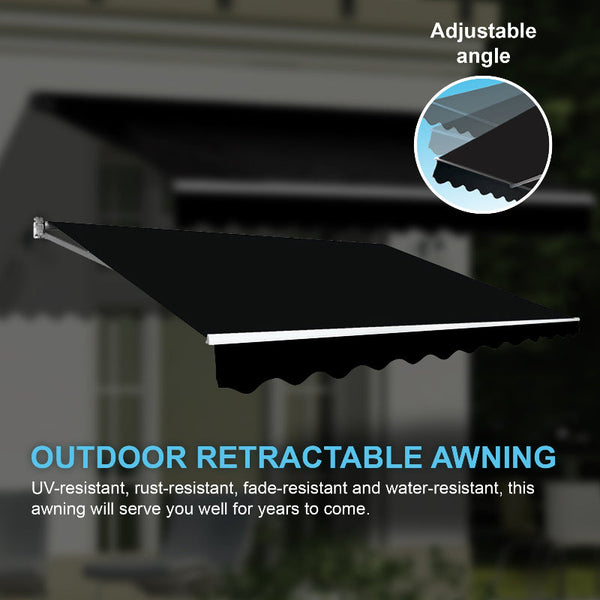 Motorised Outdoor Folding Arm Awning Retractable Sunshade Canopy Black 4.0M X 2.5M Awning & Canopy Parts