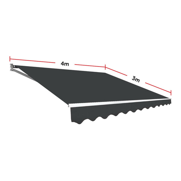 Motorised Outdoor Folding Arm Awning Retractable Sunshade Canopy Grey 4.0M X 3.0M Awning & Canopy Parts