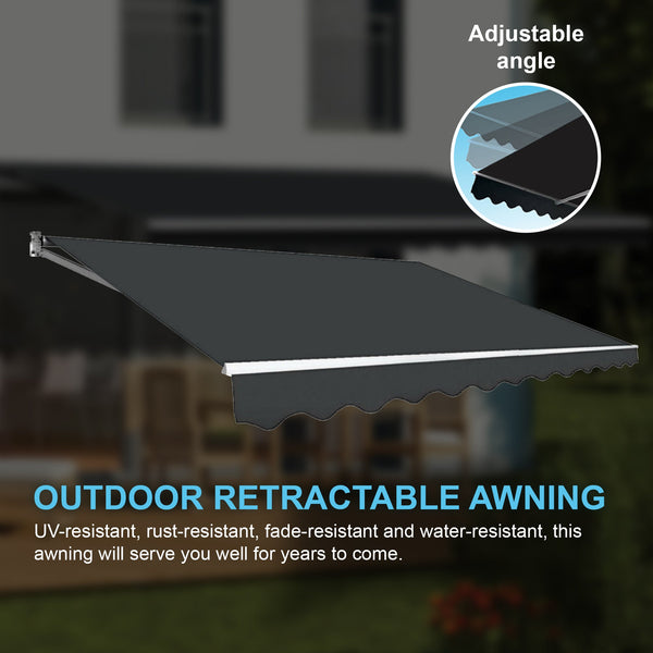 Motorised Outdoor Folding Arm Awning Retractable Sunshade Canopy Grey 4.0M X 3.0M Awning & Canopy Parts