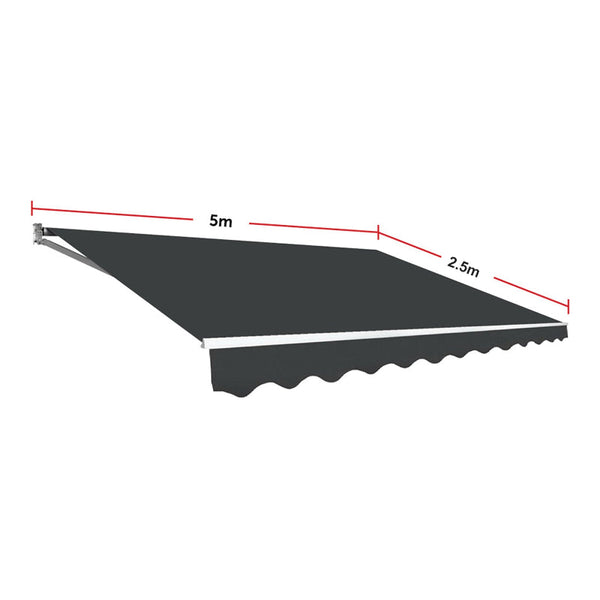 Motorised Outdoor Folding Arm Awning Retractable Sunshade Canopy Grey 5.0M X 2.5M Awning & Canopy Parts