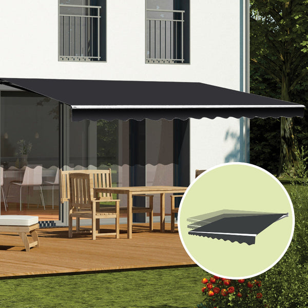 Motorised Outdoor Folding Arm Awning Retractable Sunshade Canopy Grey 5.0M X 2.5M Awning & Canopy Parts