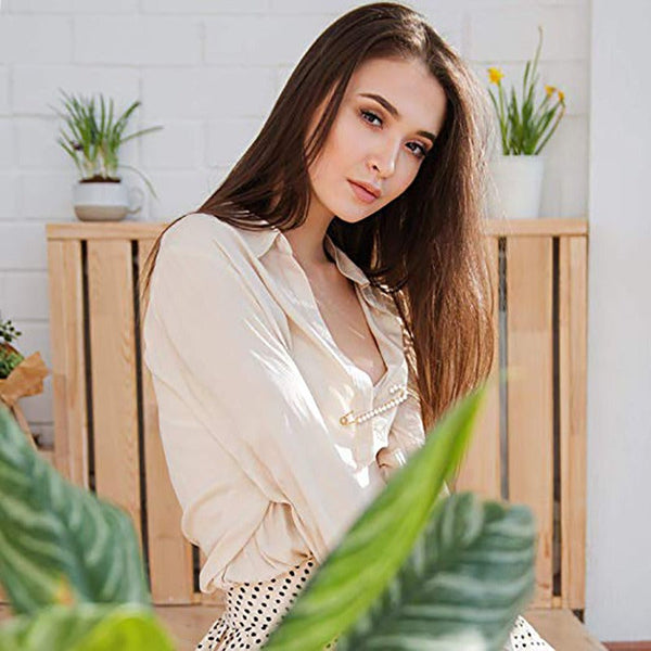 Veile Studios One Line Set Brooch Double Headed Pearl Zircon Anti Glare Large Safety Pin Brooches