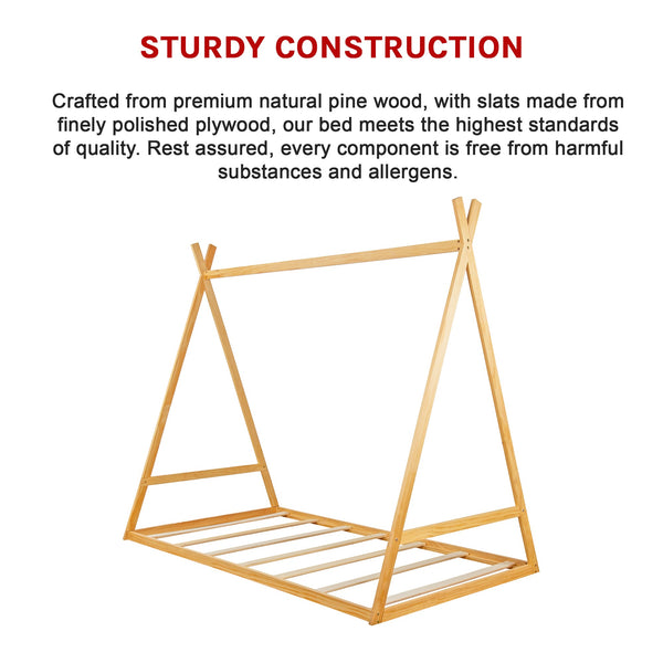 Kids Tent Montessori Little One Floor Bed Wooden Bedframe Single Bed Frames