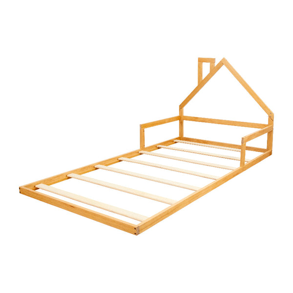 Pine Wood Floor Bed House Frame For Kids And Toddlers King Single Single Bed Frames