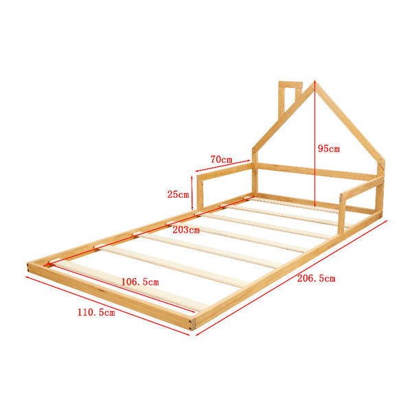 Pine Wood Floor Bed House Frame For Kids And Toddlers King Single Single Bed Frames