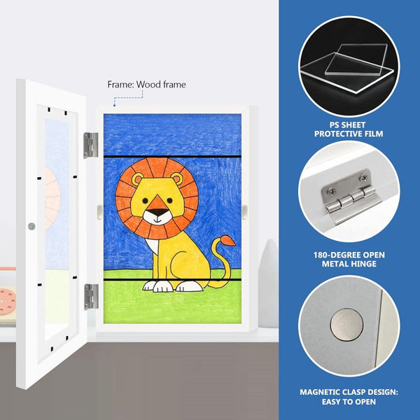 Kids Art Wood Frame Children Projects Display Hold 150 Pictures Photo Frames