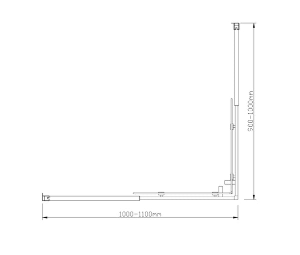 1100X1000mm Double Sliding Door Glass Shower Screen In Chrome Shower Enclosures