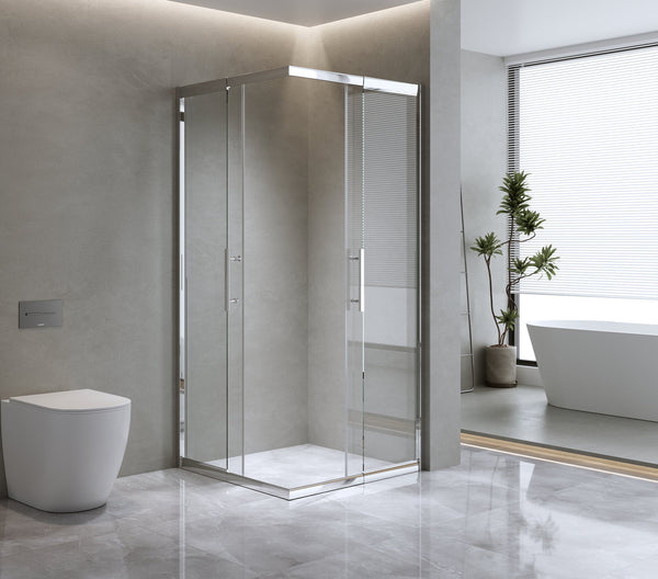 1200X1000mm Double Sliding Door Glass Shower Screen In Chrome Shower Enclosures