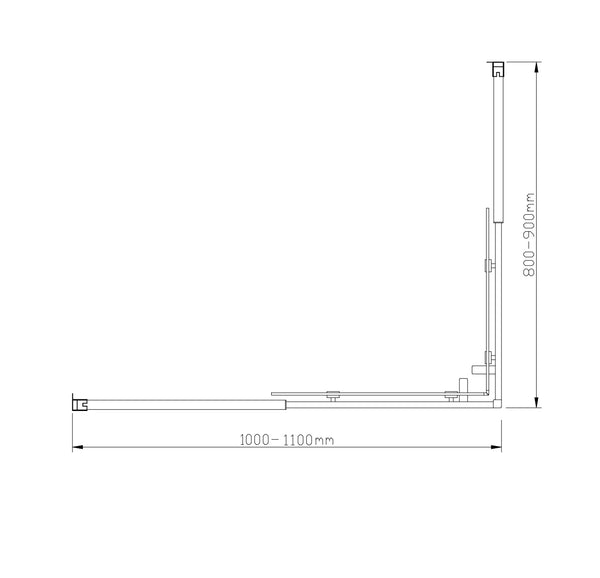 1100X900mm Double Sliding Door Glass Shower Screen In Black Shower Enclosures