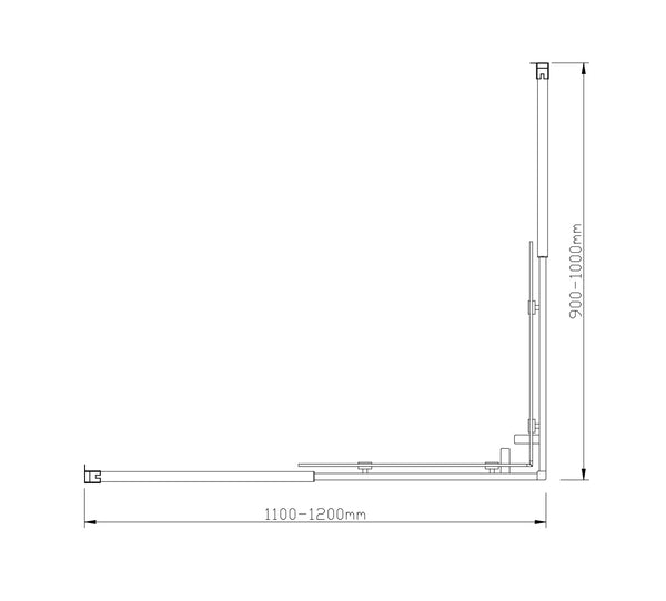 1200X1000mm Double Sliding Door Glass Shower Screen In Black Shower Enclosures