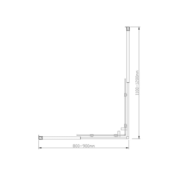 900X1200mm Double Sliding Door Glass Shower Screen In Black Shower Enclosures