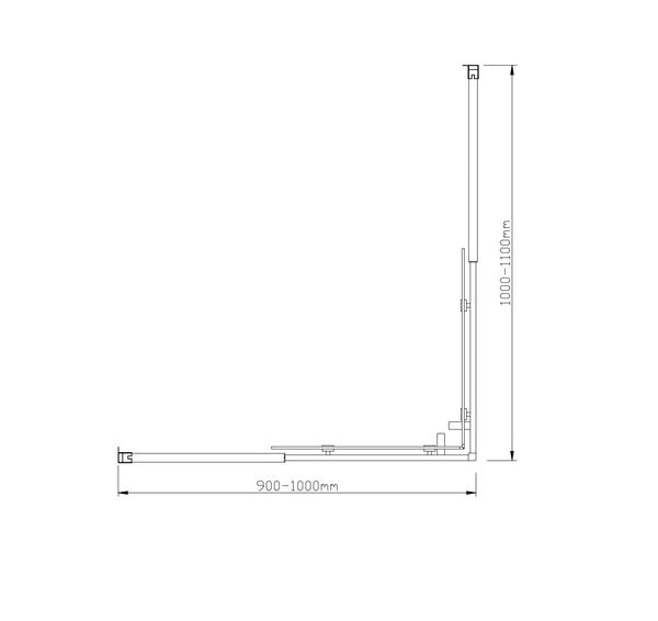 1000X1100mm Double Sliding Door Glass Shower Screen In Black Shower Enclosures