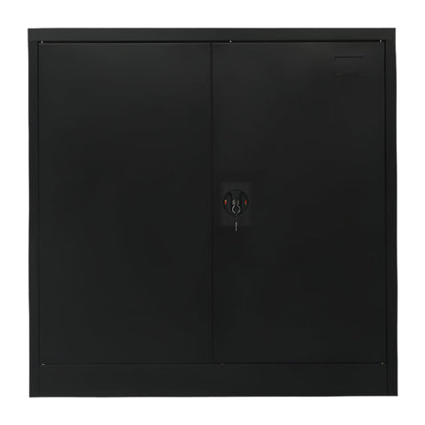 Two Door Metal Short Cabinet Shelf Storage Black Cabinets & Cupboards