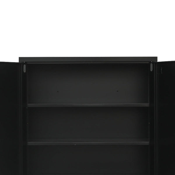 Two Door Metal Short Cabinet Shelf Storage Black Cabinets & Cupboards