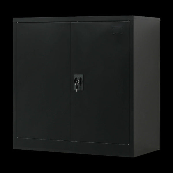 Two Door Metal Short Cabinet Shelf Storage Black Cabinets & Cupboards