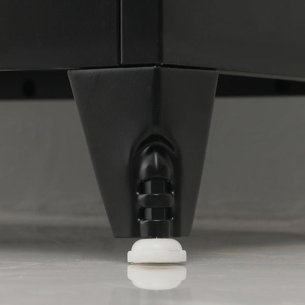 Two Door Metal Short Cabinet Shelf Storage Black With Legs Cabinets & Cupboards