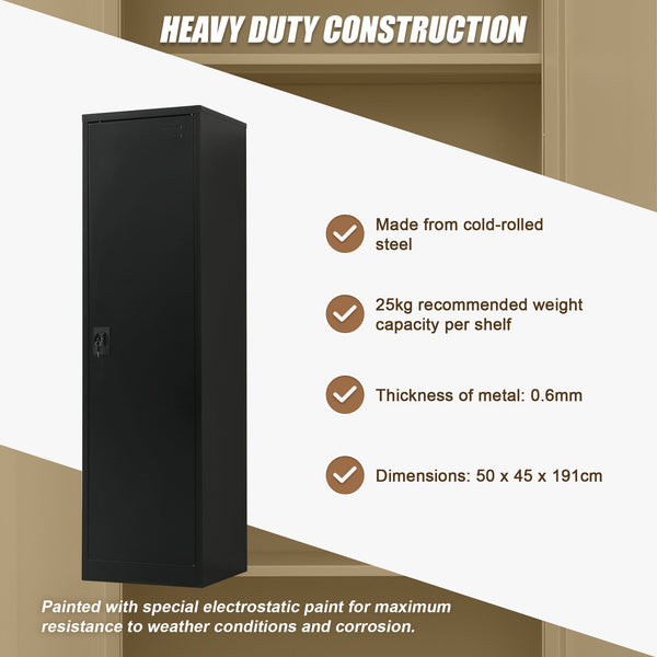 Single Door Metal Tall Cabinet Shelf Storage For Home Office Gym Cabinets & Cupboards