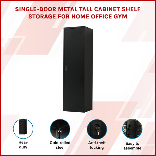 Single Door Metal Tall Cabinet Shelf Storage For Home Office Gym Cabinets & Cupboards