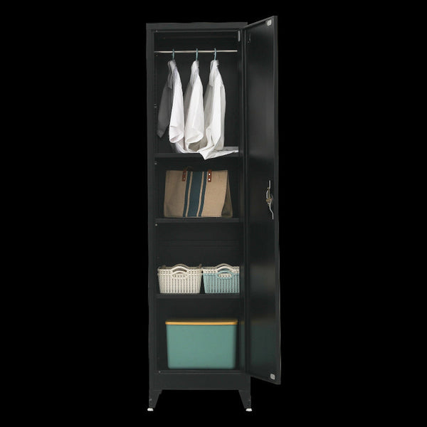Single Door Metal Tall Cabinet Shelf Storage Home Office Gym Black Cabinets & Cupboards
