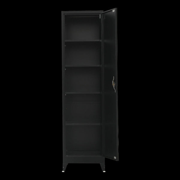 Single Door Metal Tall Cabinet Shelf Storage Home Office Gym Black Cabinets & Cupboards