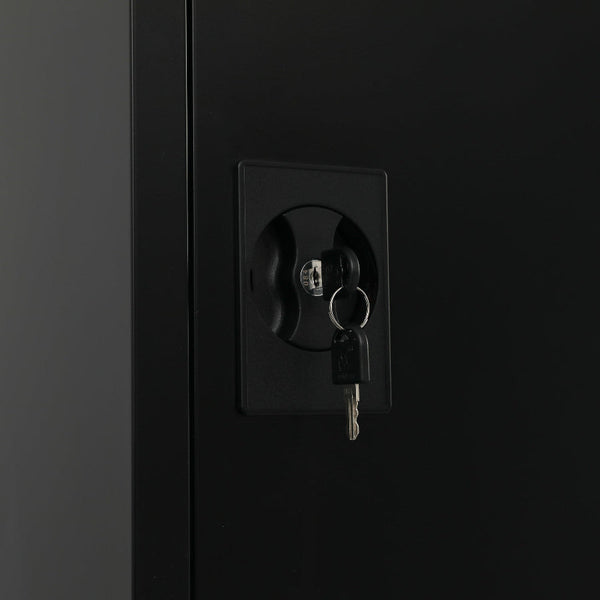 Single Door Metal Tall Cabinet Shelf Storage Home Office Gym Black Cabinets & Cupboards