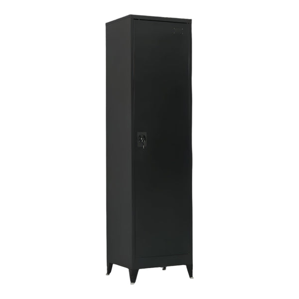 Single Door Metal Tall Cabinet Shelf Storage Home Office Gym Black Cabinets & Cupboards