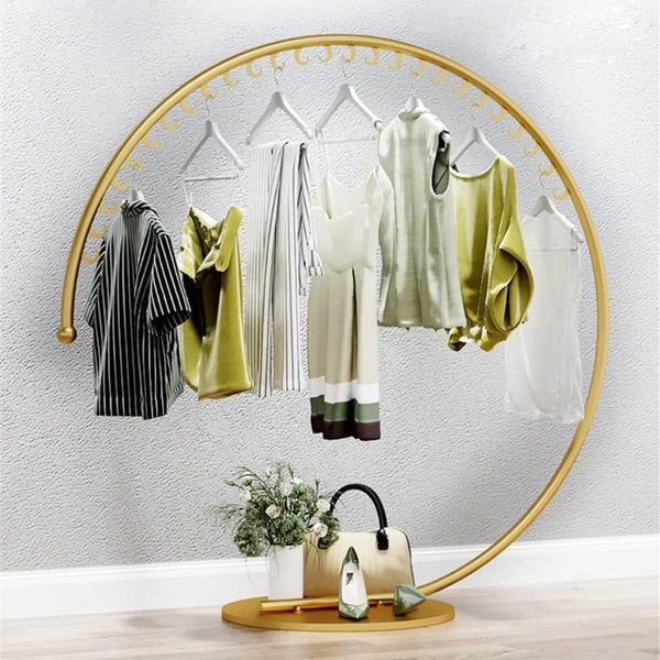 Commercial Clothing Floor Standing Hanger High Capacity Curved Clothes Bar Storage Rack 160Cm Garment Racks