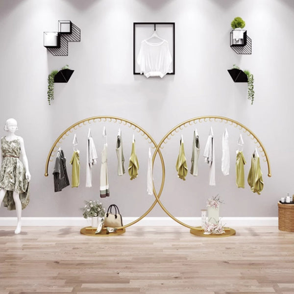 Commercial Clothing Floor Standing Hanger High Capacity Curved Clothes Bar Storage Rack 160Cm Garment Racks
