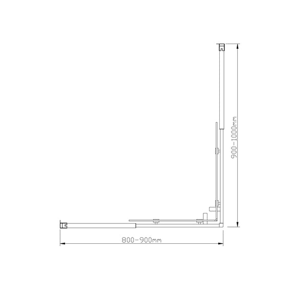 900X1000mm Double Sliding Door Glass Shower Screen In Gold Shower Enclosures