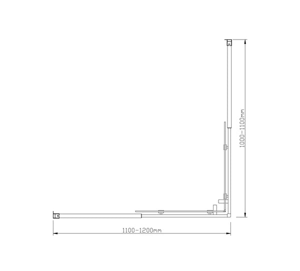 1200X1100mm Double Sliding Door Glass Shower Screen In Gold Shower Enclosures