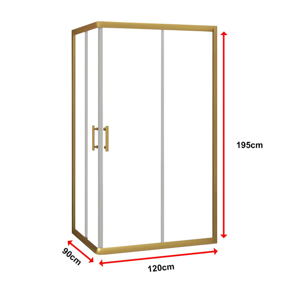 900X1200mm Double Sliding Door Glass Shower Screen In Gold Shower Enclosures