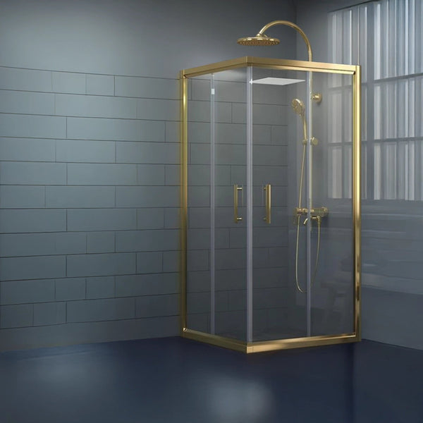 1100X900mm Double Sliding Door Glass Shower Screen In Gold Shower Enclosures
