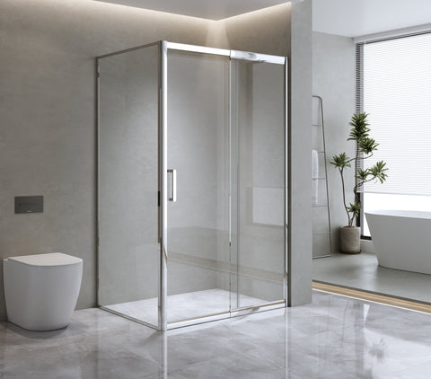 1400X800mm Single Door Corner Sliding Glass Shower Screen In Chrome Shower Enclosures