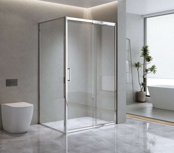 1400X800mm Single Door Corner Sliding Glass Shower Screen In Chrome Shower Enclosures