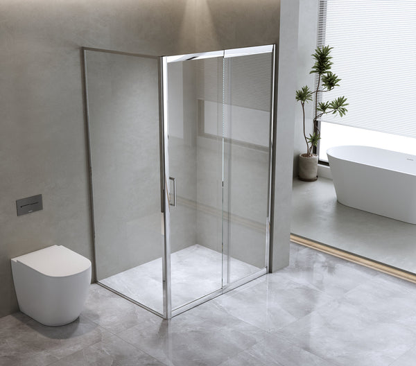 1400X920mm Single Door Corner Sliding Glass Shower Screen In Chrome Shower Enclosures