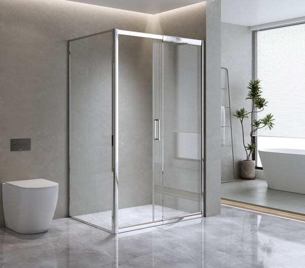 1400X920mm Single Door Corner Sliding Glass Shower Screen In Chrome Shower Enclosures