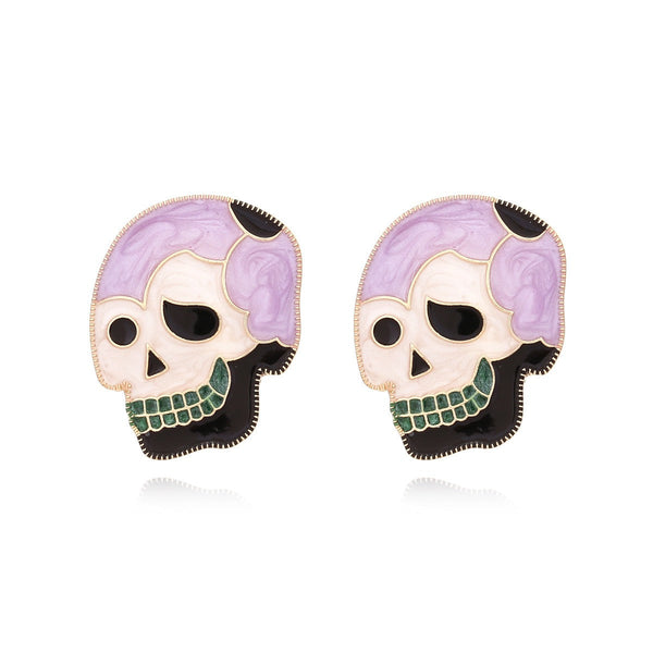 Veile Studios Alloy Drip Oil Skeleton Fun And Cute Halloween Earrings
