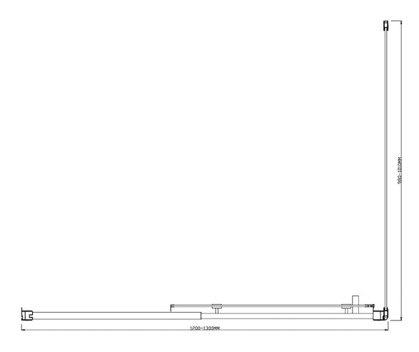 1300X1010mm Single Door Corner Sliding Glass Shower Screen In Black Shower Enclosures