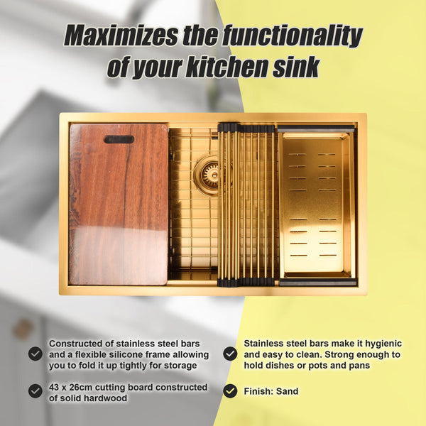 Nano Workstation Kitchen Sink 32 Inch Undermount Single Bowl Stainless Steel Kitchen Sinks