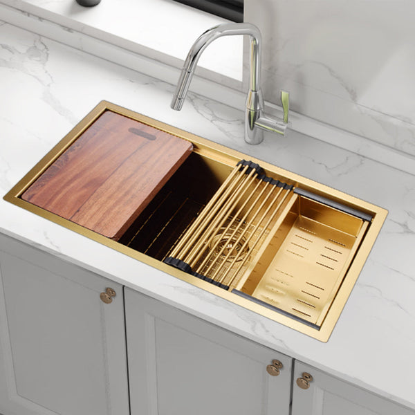 Nano Workstation Kitchen Sink 32 Inch Undermount Single Bowl Stainless Steel Kitchen Sinks