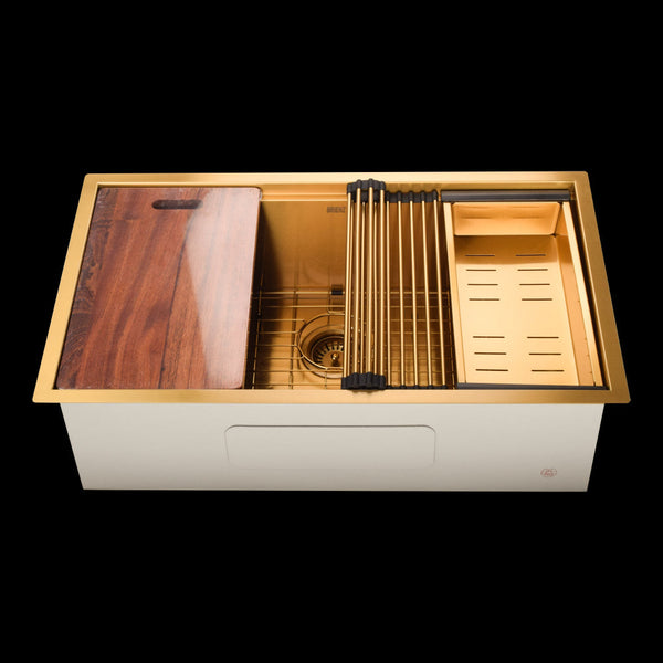 Nano Workstation Kitchen Sink 32 Inch Undermount Single Bowl Stainless Steel Kitchen Sinks