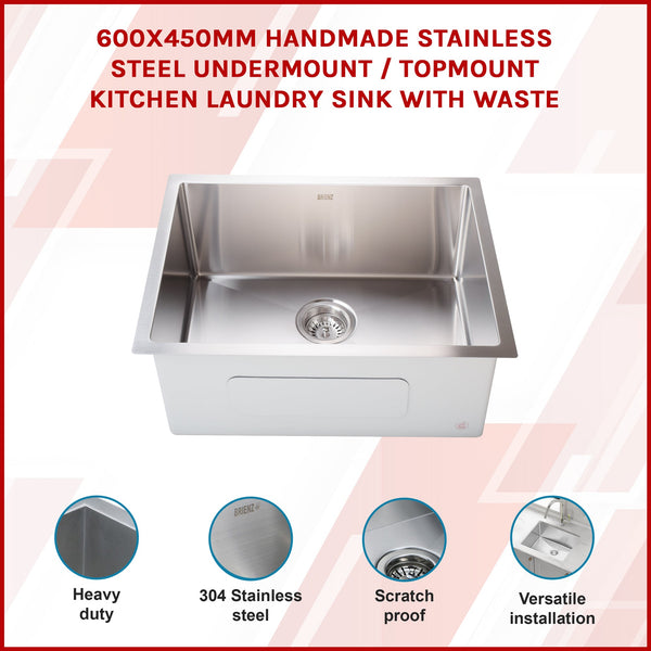 Stainless Steel Sink 600 X 450Mm Kitchen Sinks
