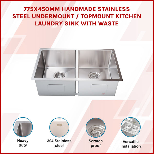 Stainless Steel Sink 775 X 450Mm Kitchen Sinks