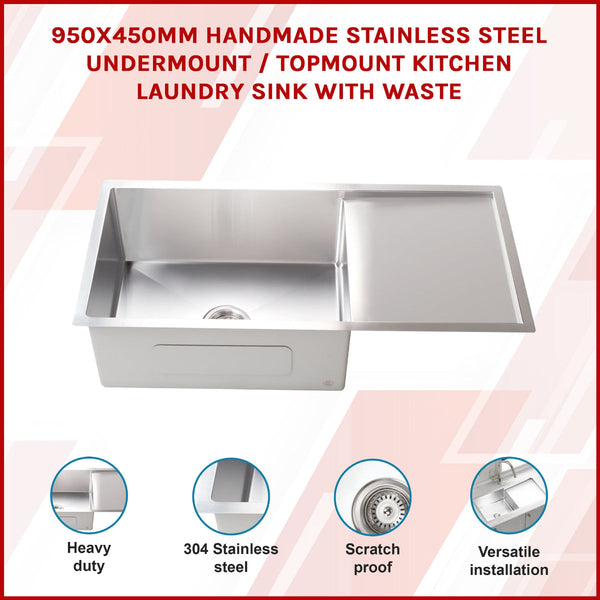Stainless Steel Sink 950 X 450Mm Kitchen Sinks