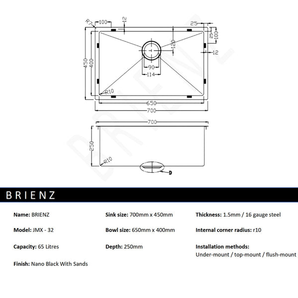 Stainless Steel Sink 810 X 450Mm Kitchen Sinks