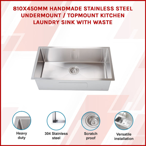 Stainless Steel Sink 810 X 450Mm Kitchen Sinks