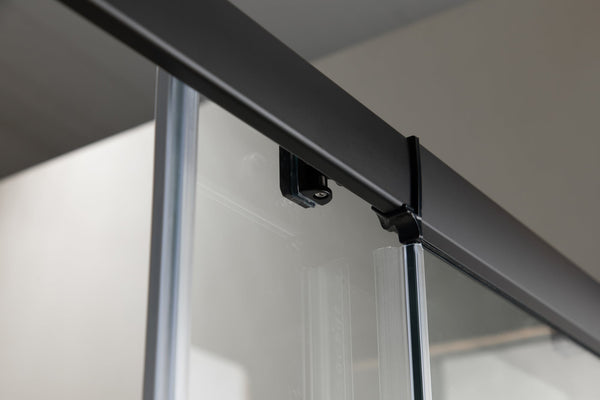 130 140Cm Wall To Sliding Glass Shower Door In Black Shower Doors